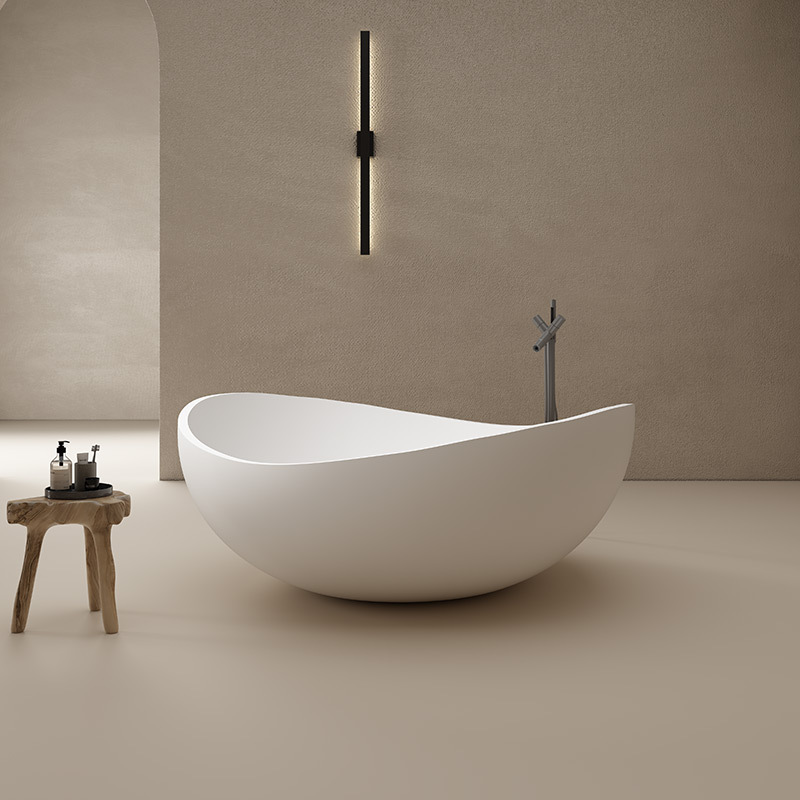 Factory Supply Quality Assurance Modern Round Freestanding Artificial Stone Bathtub TW-8666