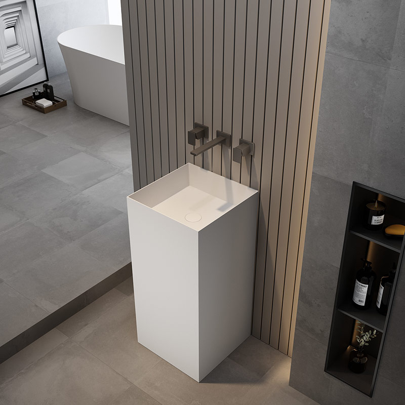 Factory Supply Quality Assurance Square Freestanding Pedestal Sink Bathroom Wash Basin TW-Z221