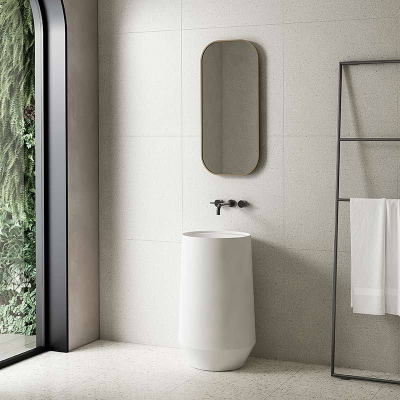 Hochwertiger Großhandel mit einzigartigem Design, rundem Zylinder, freistehendem Sockel-Badezimmerwaschbecken TW-Z356