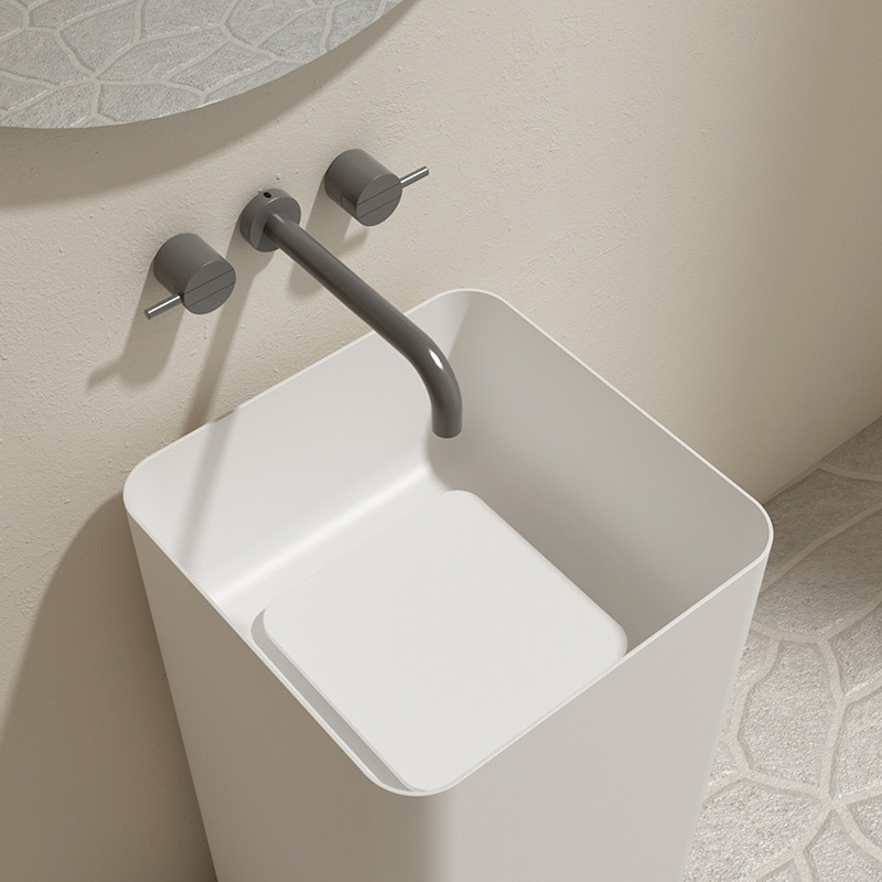 Qualität Großhandel Einzigartiges Design Quadratisches freistehendes Sockelwaschbecken Badezimmerwaschbecken TW-Z239