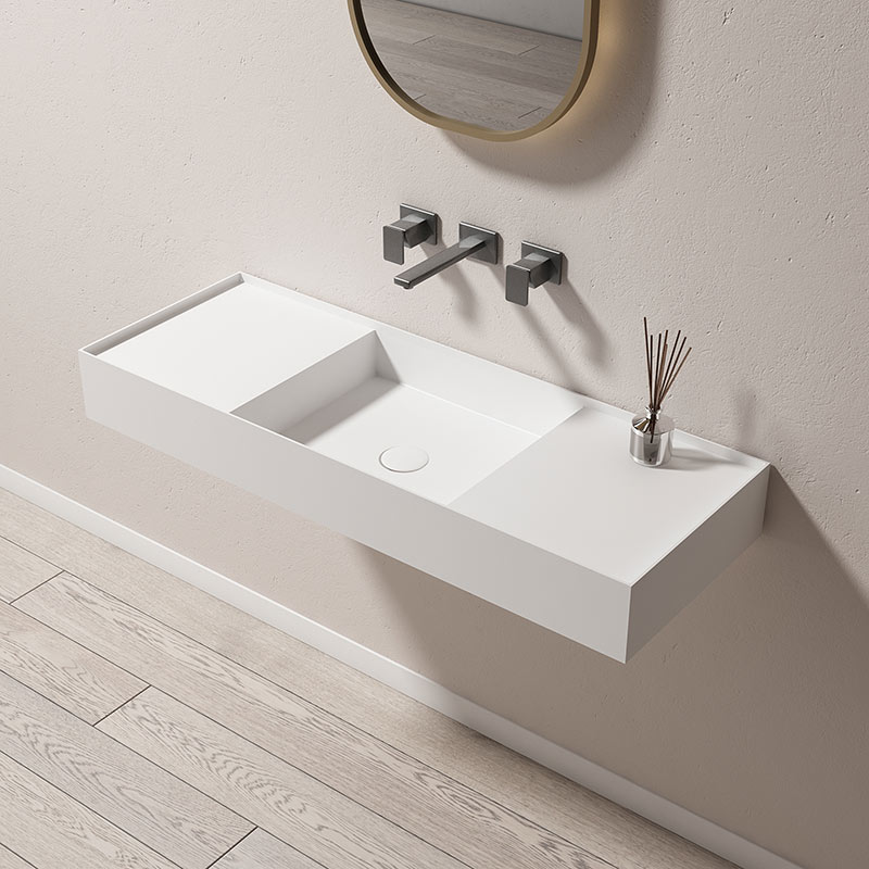 Factory Supply Quality Assurance Wall-Mount Hung Artificial Stone Wash Basin Single Bathroom Sink TW-G803