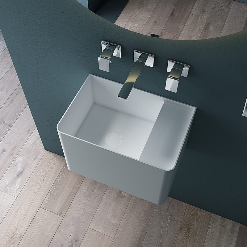 China Wholesale Factory Wall-Mount Hung Solid Surface Wash Basin Single Bathroom Sink TW-G902