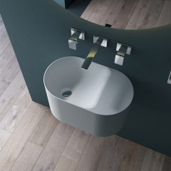Wholesale Fashion Wall-Mount Hung Artificial Stone Wash Basin Single Bathroom Sink TW-G901