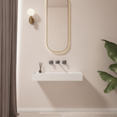 Wholesale High End Quality Wall-Mount Hung Artificial Stone Wash Basin Single Bathroom Sink TW-G802