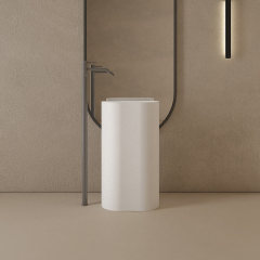 China Wholesale Factory Oval Freestanding Pedestal Sink Bathroom Wash Basin TW-8603Z