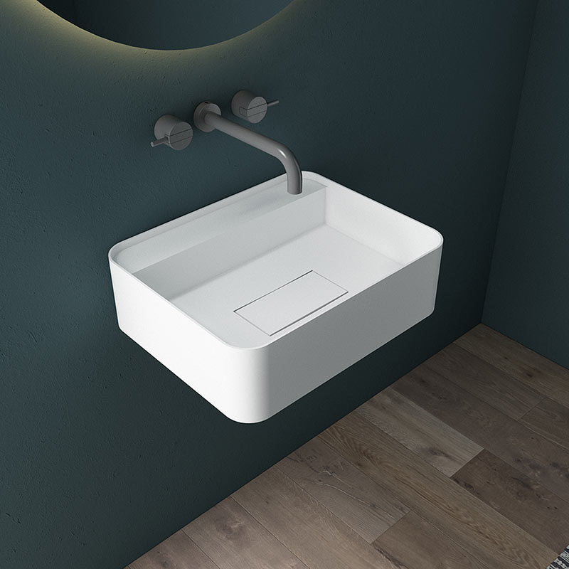 Wholesale Fashion Wall-Mount Hung Solid Surface Wash Basin Single Bathroom Sink TW-G821
