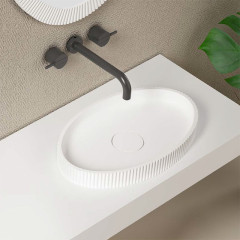 Popular Wholesale Designer Above Counter Artificial Stone Fluted Bathroom Sink TW-8687A