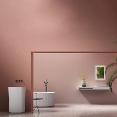 Lieferant Oval geriffelte vertikale Linie Badewanne aus Kunststein und Waschbecken mit fester Oberfläche Komplettset TW-8681-Serie