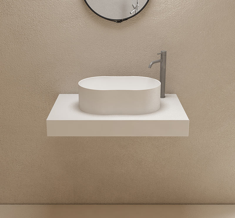 Factory Wholesale Oval Above Counter Top Corian Bathroom Sink TW-8603A