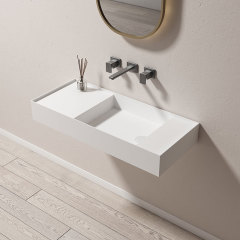 Wholesale High End Quality Wall-Mount Hung Artificial Stone Wash Basin Single Bathroom Sink TW-G802