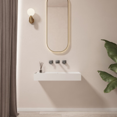 Wholesale Price Wall-Mount Hung Solid Surface Wash Basin Single Bathroom Sink TW-G801