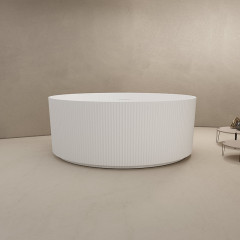 Factory Wholesale Round Vertical line Stripes Freestanding Solid Surface Bathtub TW-8689