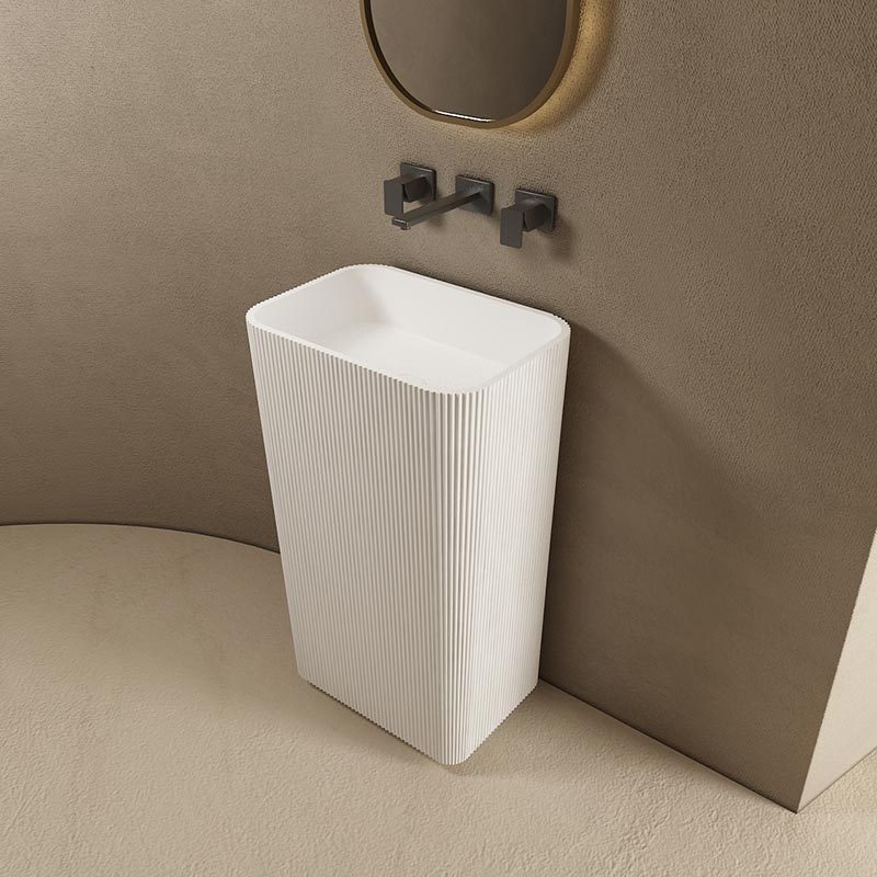 Wholesale Fashion Rectangle Freestanding Pedestal Fluted Bathroom Basin TW-8682Z