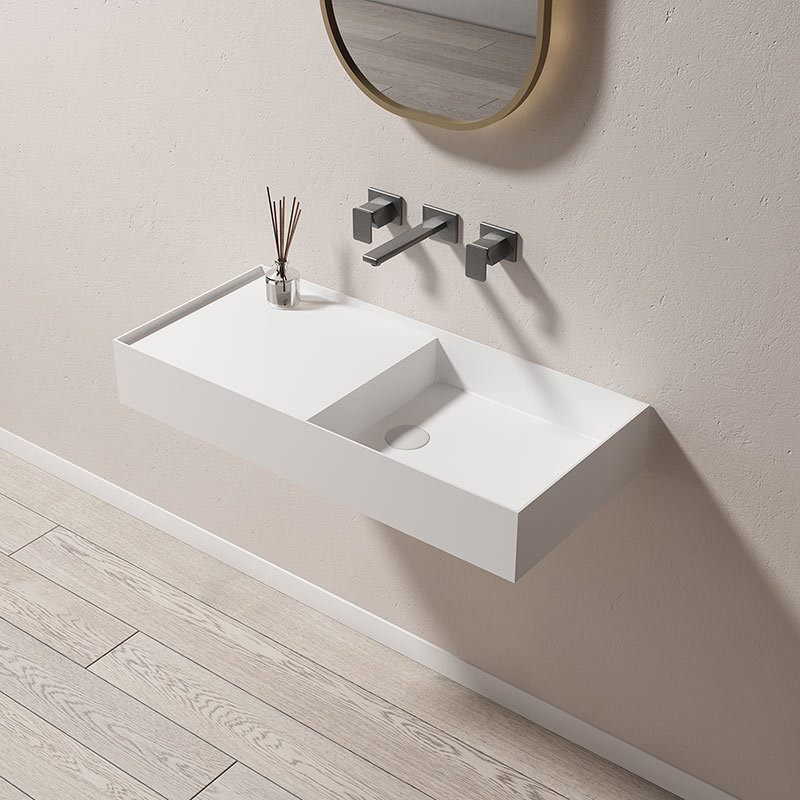 Wholesale Price Wall-Mount Hung Solid Surface Wash Basin Single Bathroom Sink TW-G801