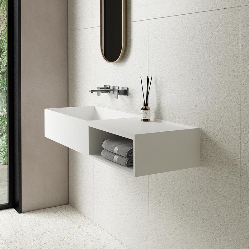 Factory Wholesale Wall-Mount Hung Solid Surface Wash Basin Single Bathroom Sink TW-G811