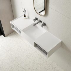 Wholesale High End Quality Wall-Mount Hung Resin Stone Single Bathroom Sink TW-G815