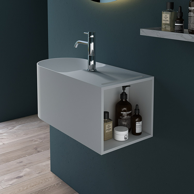 Heißes Art-Großhandelswand-hängendes künstliches Steinwaschbecken-einzelnes Badezimmer-Waschbecken TW-G901A