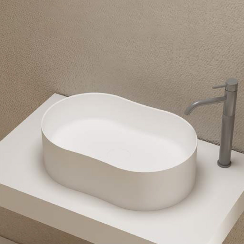 Manufacturer Oval Freestanding Artificial Stone Bathtub & Sink Complete Set TW-8603 Series