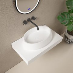 Factory Supply Quality Assurance Oval Freestanding Artificial Stone Bathtub & Basin Bathroom Sink Complete Set TW-8693 Series