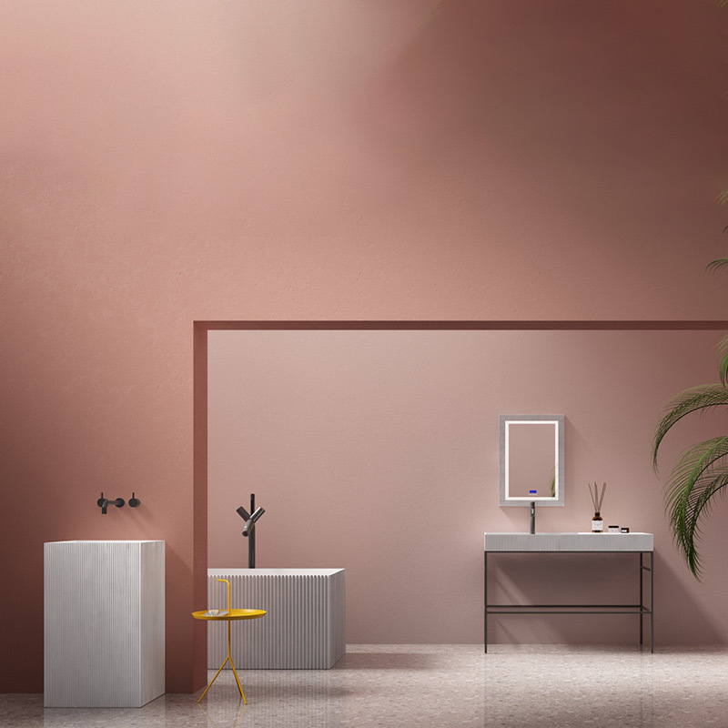Hochwertiger Großhandel, einzigartiges Design, vertikale Linie, geriffelt, freistehende Badewanne aus Kunststein, Badezimmer-Komplettset der Serie TW-8685