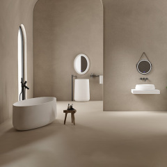 Fabrikversorgung, Qualitätssicherung, ovale, freistehende Badewanne und Waschbecken aus Kunststein, komplettes Set, Serie TW-8693
