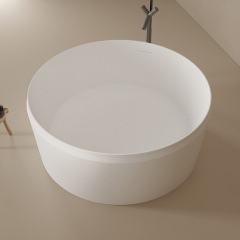 Supplier Round Freestanding Artificial Stone Bathtub Solid Surface Wash Basin Bathroom Sink Complete Set TW-8639 Series