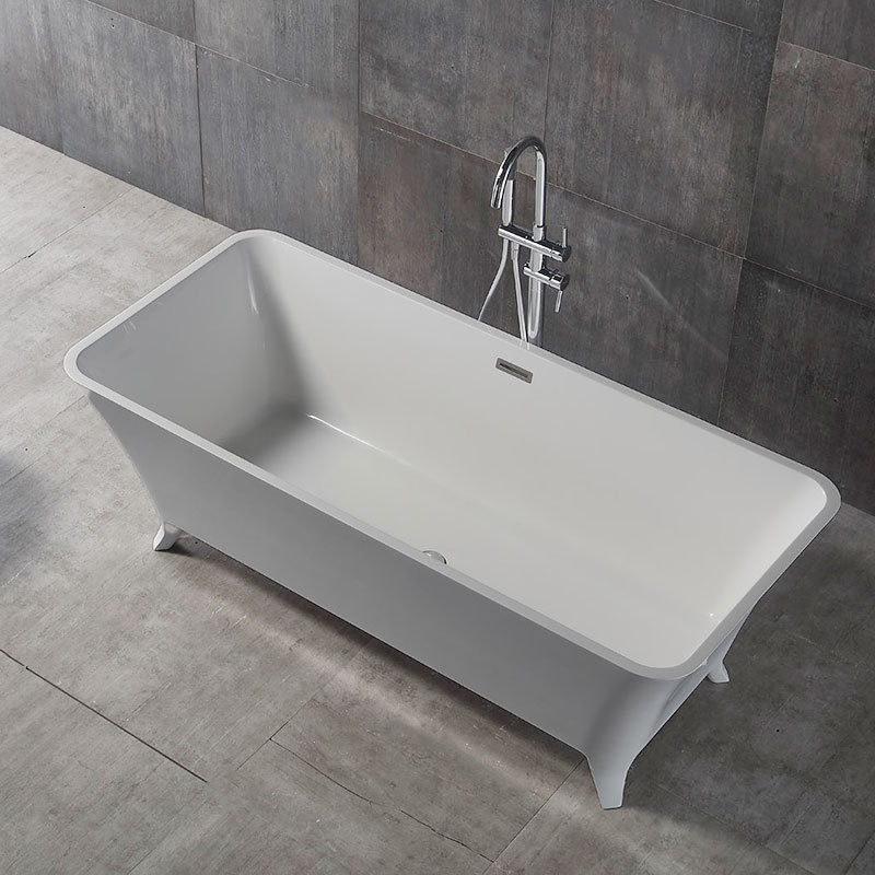 Qualität Großhandel Einzigartiges Design Bunte Rechteck Freistehende Kunststeinbadewanne XA-8812