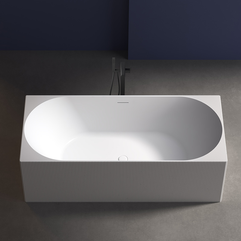 Wholesale Price Rectangle Vertical line Freestanding Groove Corian Bathtub XA-8825