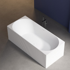 Wholesale Price Rectangle Vertical line Freestanding Groove Corian Bathtub XA-8825