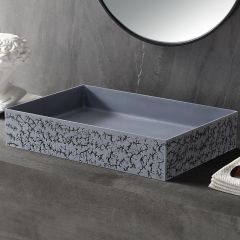 Wholesale Price Oval Freestanding Artificial Stone Bathtub Solid Surface Wash Basin Bathroom Sink Textured Stone Complete Set TW-8806 Series