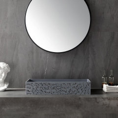 Wholesale Price Rectangle Textured Stone Above Counter Top Corian Wash Basin XA-A35G