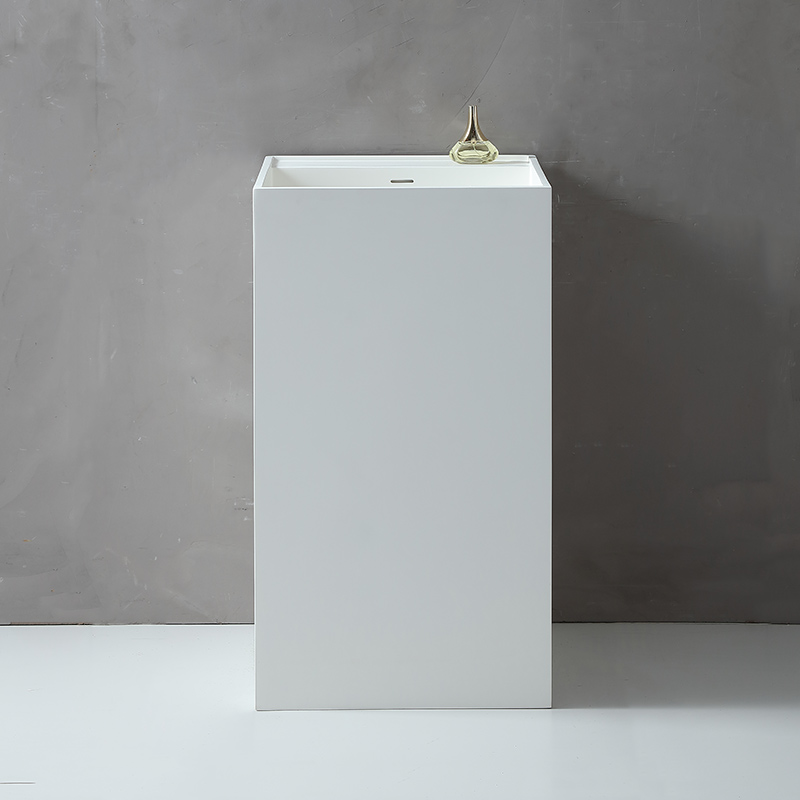 Factory Supply Quality Assurance Square Freestanding Stone Resin Pedestal Bathroom Wash Basin XA-Z27