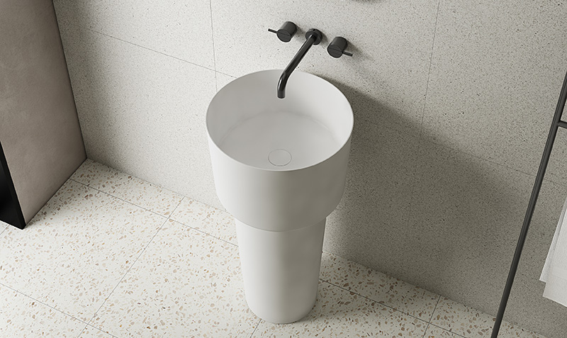Round Freestanding Pedestal Sink Bathroom Wash Basin TW-Z352