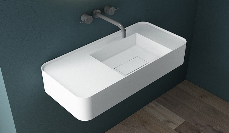 Wall-Mount Hung Artificial Stone Solid Surface Wash Basin Single Bathroom Sink TW-G823