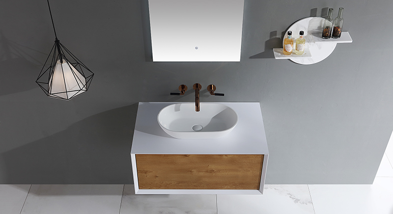 Single Counter Top Sink Wall Mounted Hanging Bathroom Vanity Cabinet TW-2201