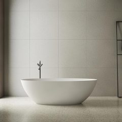 Supplier Egg-shaped Freestanding Artificial Stone Bathtub XA-8863