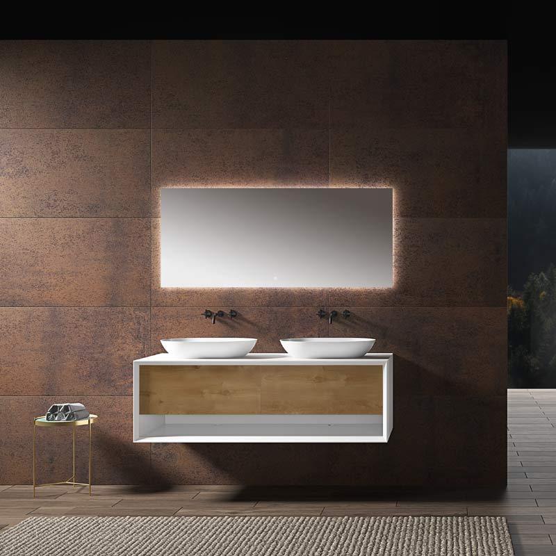 Großhandel mit Doppel-Unterbauwaschbecken in High-End-Qualität, schwimmender Badezimmer-Waschtischschrank TW-2210