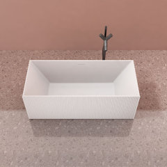 Exporter High End Rectangle V-Groove Freestanding Solid Surface Bathtub TW-8685