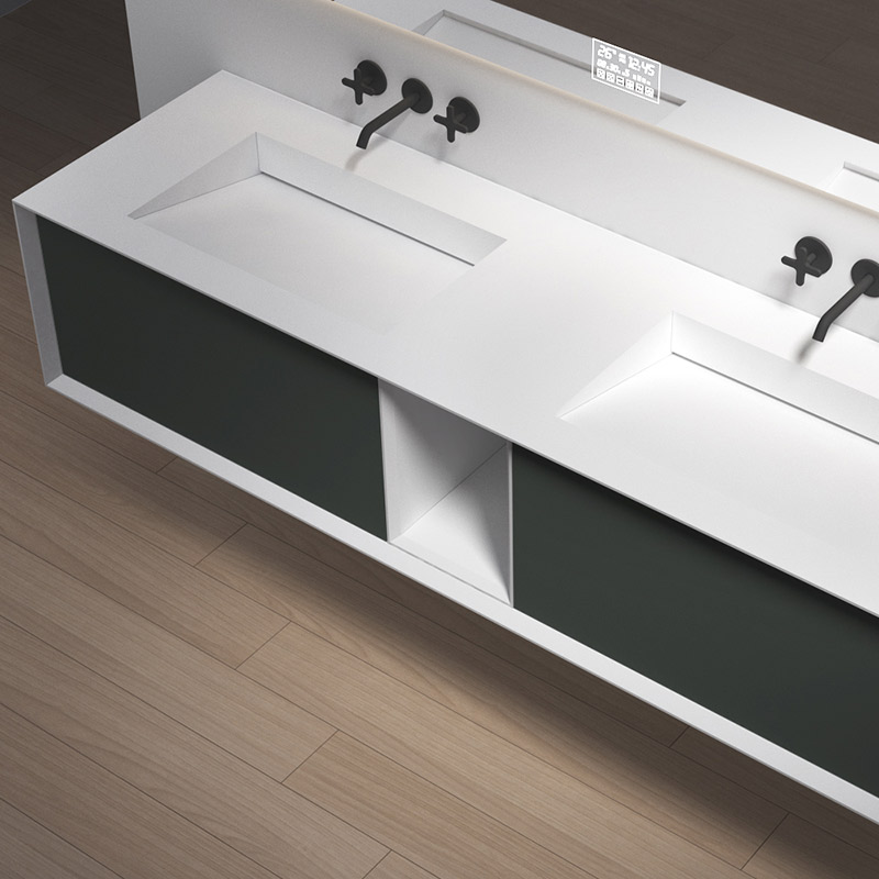 Factory Supply Quality Assurance Double Under Counter Sink Floating Bathroom Vanity Cabinet TW-2505