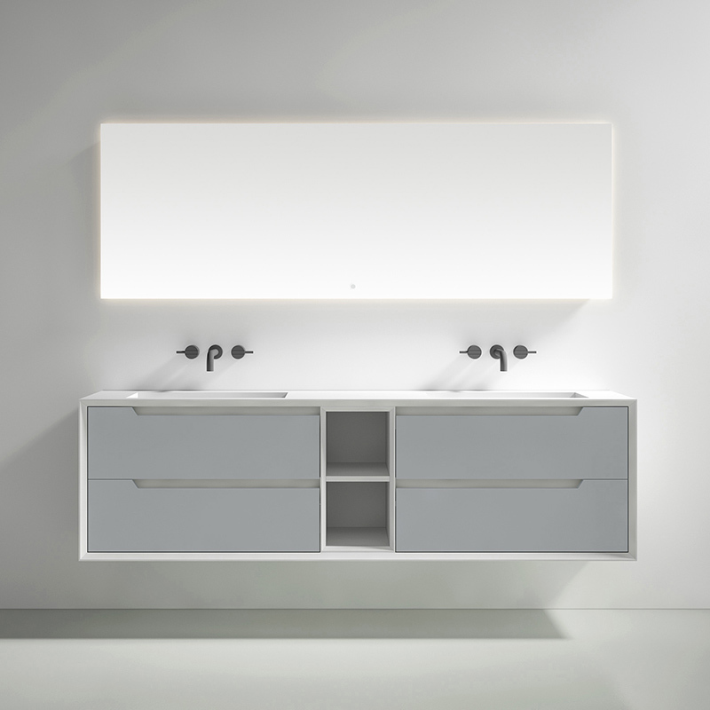 Supplier Double Under Counter Sink Floating Bathroom Vanity Cabinet TW-2805