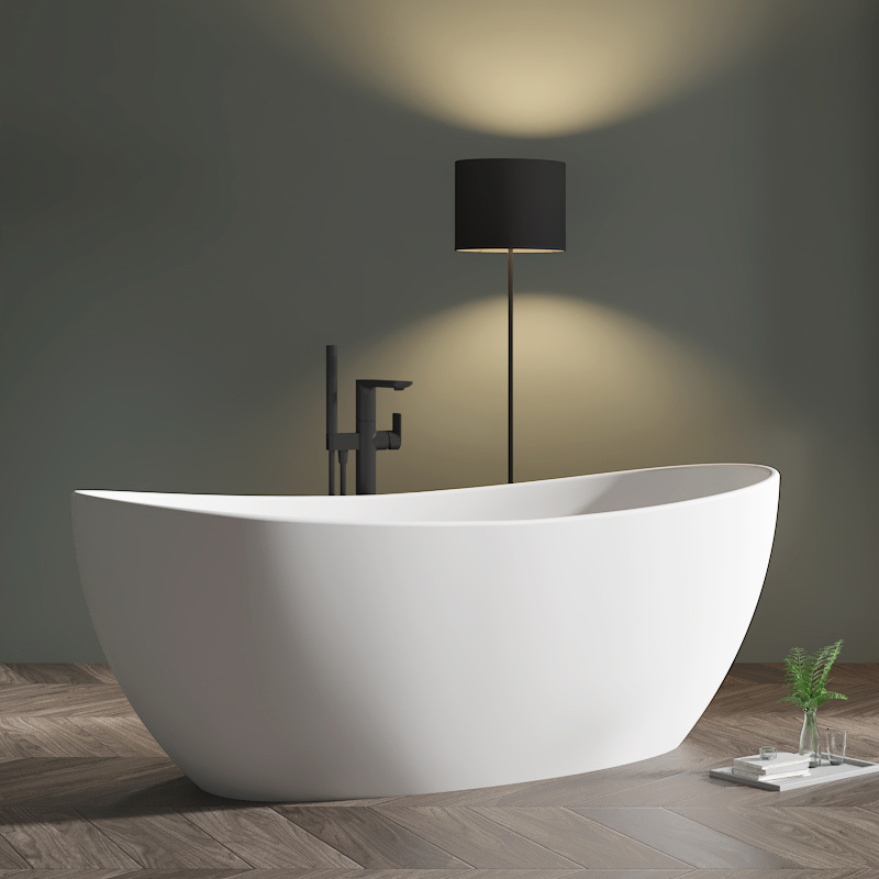 Beliebte Großhandelsdesigner-ovale freistehende Kunststeinbadewanne XA-8801