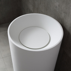 Supplier Round Cylinder Freestanding Artificial Stone Wash Hand Basin XA-Z08