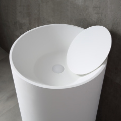 Supplier Round Cylinder Freestanding Artificial Stone Wash Hand Basin XA-Z08