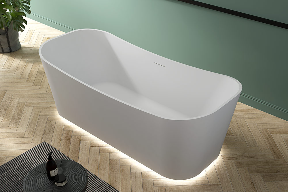 High Quality Rectangle Freestanding Artificial Surface Illuminated Bathtub With Lights TW-8617
