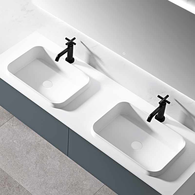 Hochwertiger Großhandel mit einzigartigem Design, rechteckig, über der Arbeitsplatte, Waschbecken mit fester Oberfläche XA-A11