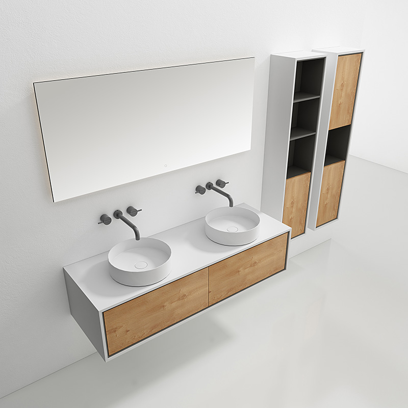 Hot Style Wholesale Double Counter Top Sink Wall Mounted Bathroom Cabinet WBL-0812