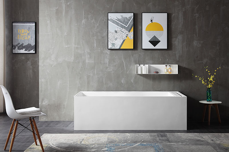 Rectangle Back To Wall Freestanding Stone Resin Bathtub XA-8856A