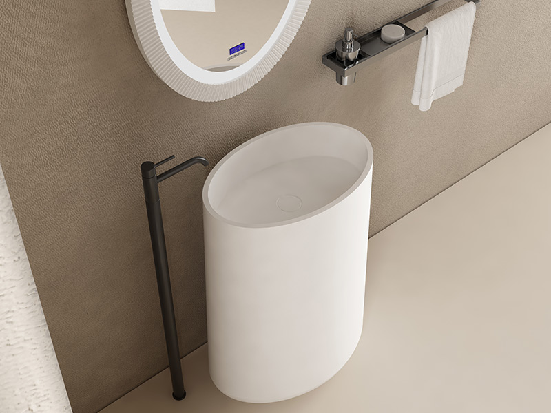 Oval Freestanding Pedestal Sink Bathroom Wash Basin TW-8693Z