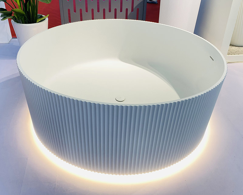 China Round Vertical line Stripes Freestanding Solid Surface Bathtub TW-8689
