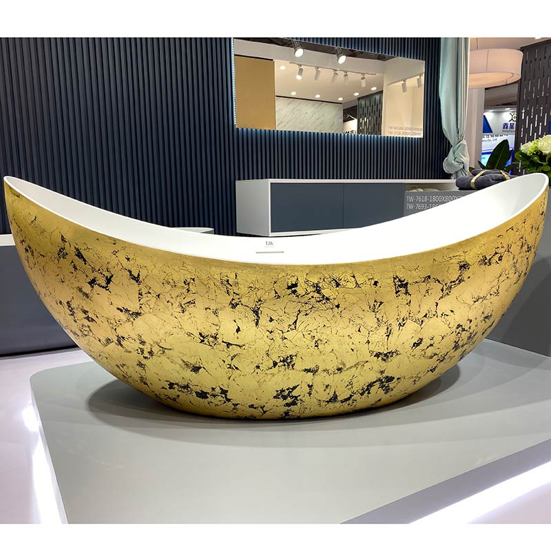 China Großhandel Fabrik Neues Design Mondförmige freistehende Acrylbadewanne TW-7618G